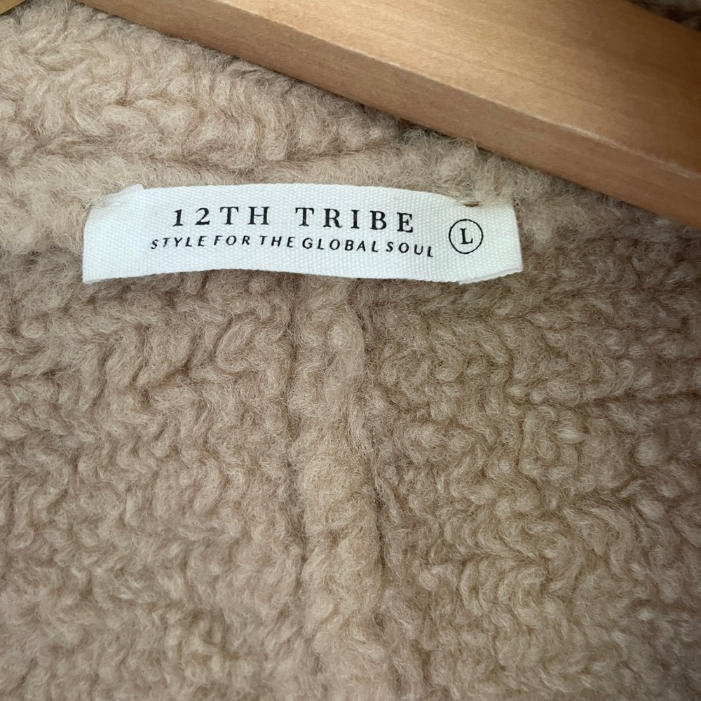 12th Tribe Brown Teddy Jacket with Cream Accents - Picture 3 of 4